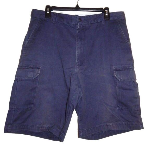 LANDS' END men's size 36 cotton solid dark navy blue cargo shorts